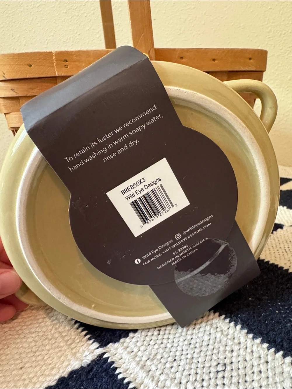 Wild Eye Design Olive Green Baked Brie Baker with Wooden Spreader and Acorn Knob